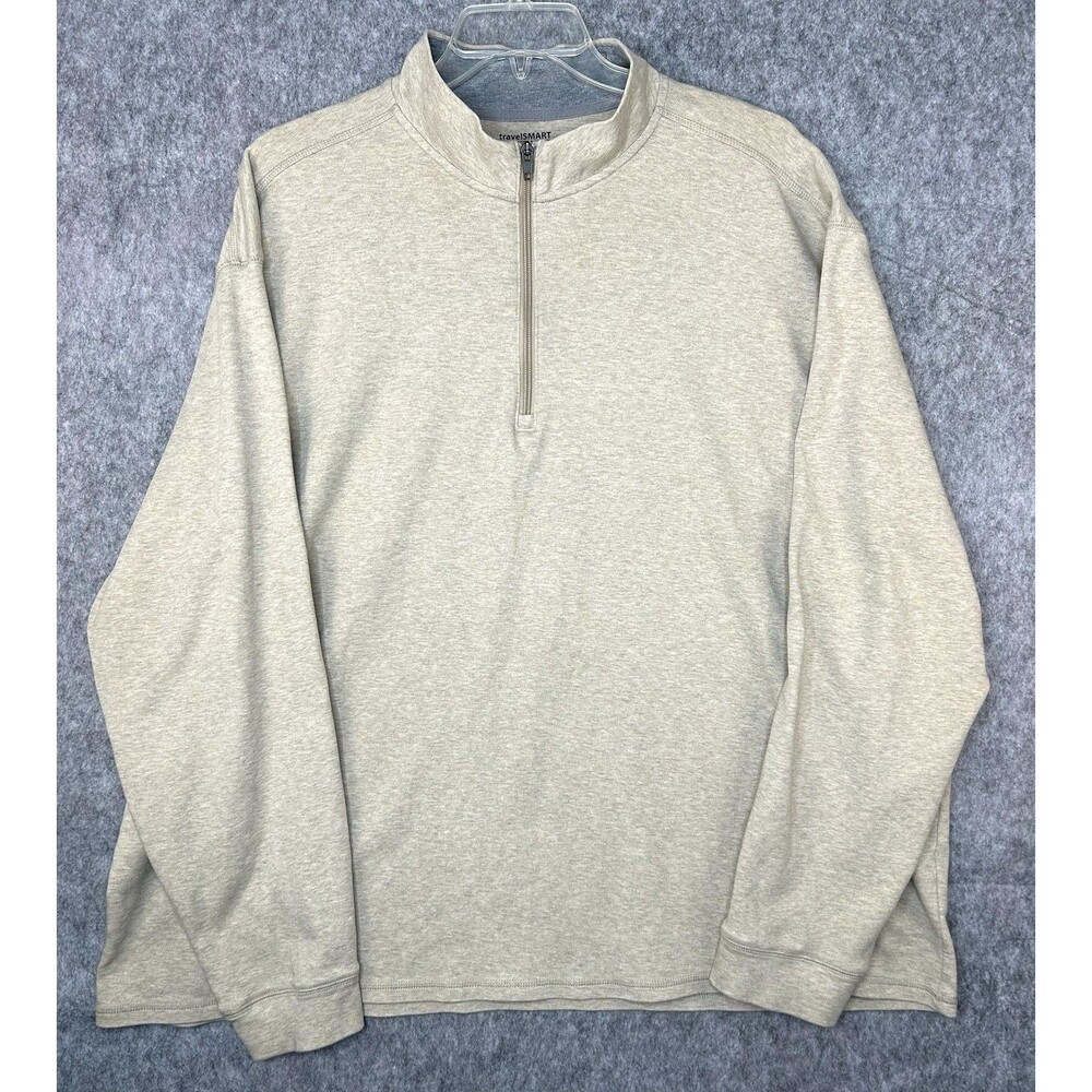 Roundtree & Yorke Sweater Men's 3XT Beige 1/4 Zip Long Sleeve Pullover
